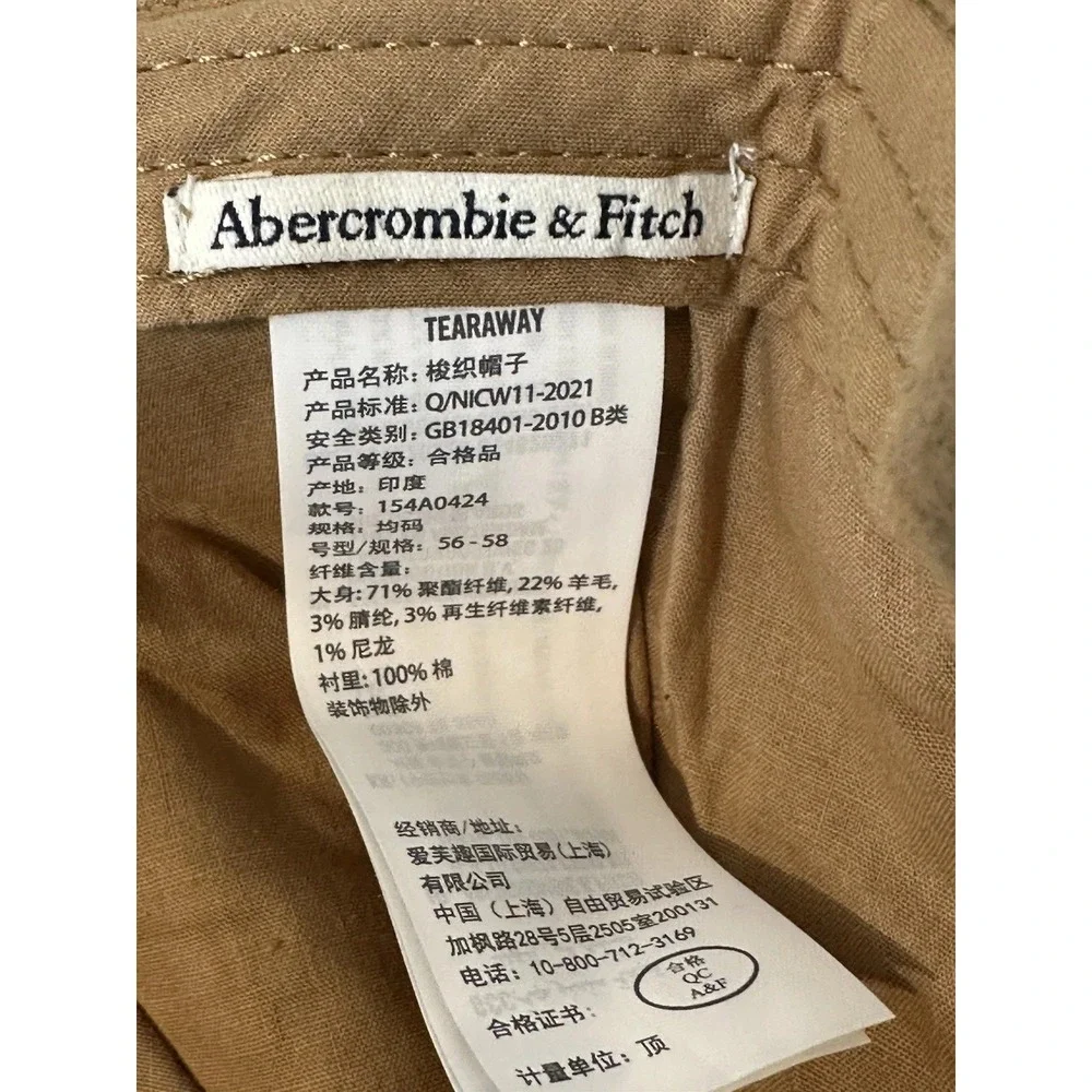 Abercrombie & Fitch Tan Wool Blend  Trucker Hat Cap‎ 21.5" Strap Back Unisex - Picture 5 of 9